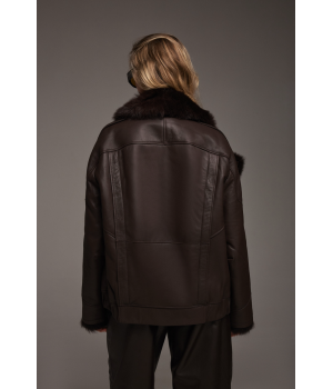 Дубленка с тосканской овцы шоколадного цвета - фото 5