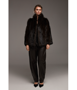 Шуба из лисы темно-шоколадного цвета - фото 5