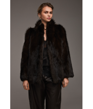 Шуба из лисы темно-шоколадного цвета - фото 6