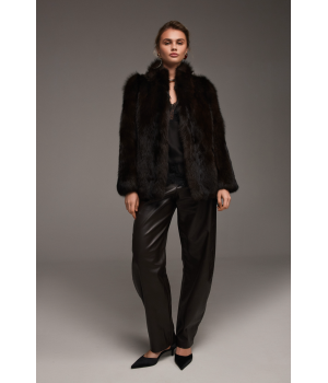 Шуба из лисы темно-шоколадного цвета - фото 3