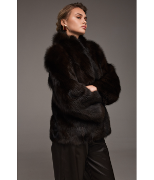 Шуба из лисы темно-шоколадного цвета - фото 4