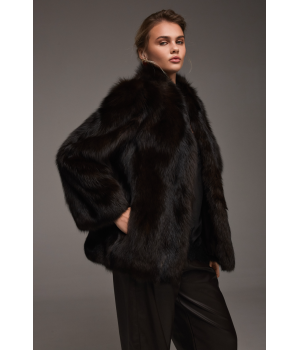Шуба из лисы темно-шоколадного цвета - фото 2