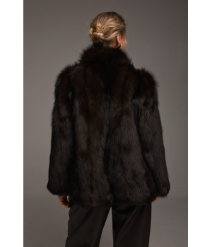Шуба из лисы темно-шоколадного цвета - фото 0