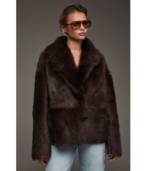 Двухсторонняя дубленка с тосканской овцы темно-шоколадного цвета - фото 5