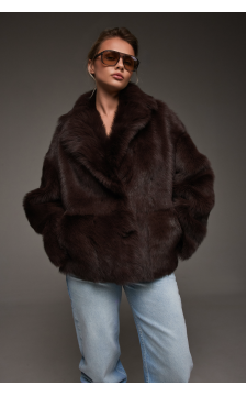 Двухсторонняя дубленка с тосканской овцы темно-шоколадного цвета - фото 1