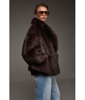 Двухсторонняя дубленка с тосканской овцы темно-шоколадного цвета - фото 3