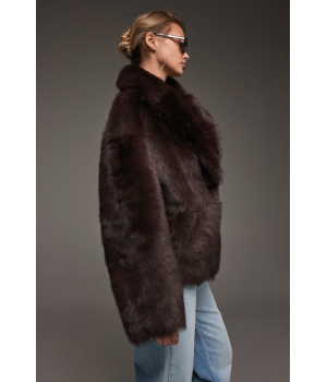Двухсторонняя дубленка с тосканской овцы темно-шоколадного цвета - фото 2