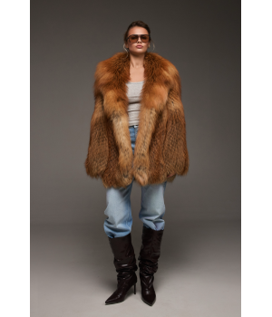 Женская шуба из рыжей лисы - фото 9