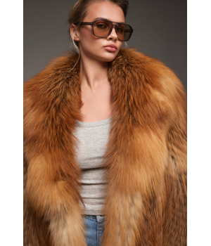 Женская шуба из рыжей лисы - фото 1