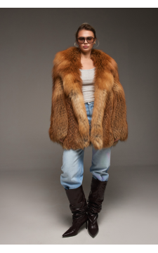 Женская шуба из рыжей лисы - фото 1