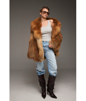 Женская шуба из рыжей лисы - фото 2