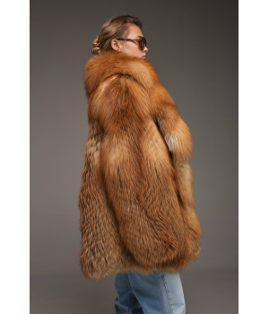 Женская шуба из рыжей лисы - фото 3