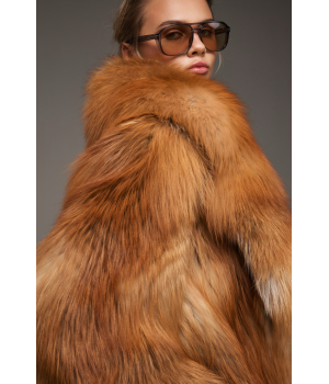 Женская шуба из рыжей лисы - фото 4