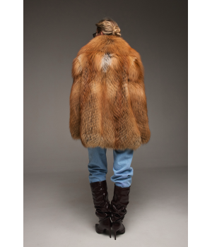 Женская шуба из рыжей лисы - фото 5