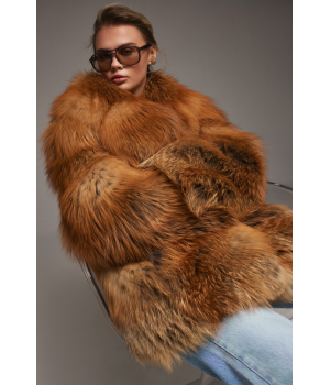 Женская шуба из рыжей лисы - фото 6