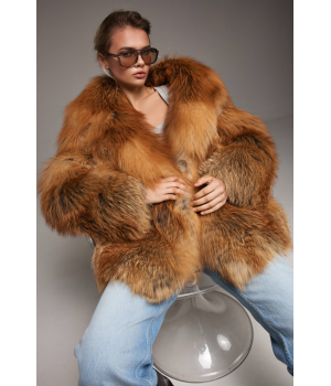 Женская шуба из рыжей лисы - фото 8