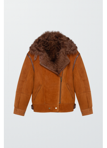 Дублянка-косуха рудого кольору із натуральної овчини - фото 1