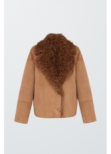 Коричнева замшева дублянка - фото 1