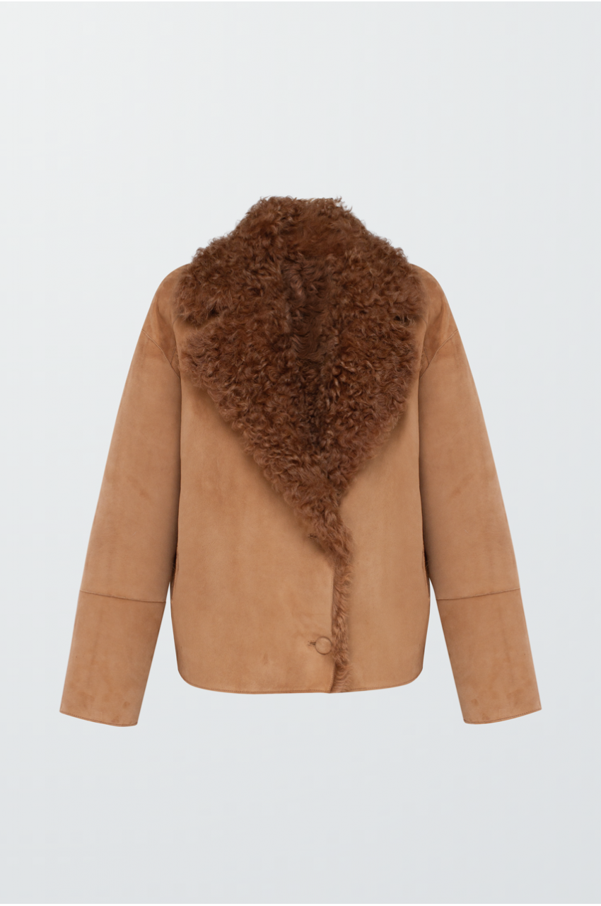 Коричнева замшева дублянка - фото 0