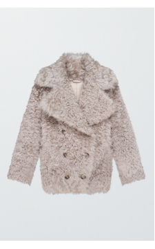 Двостороння кудрява дублянка сірого кольору із натуральної овчини в стилі OVERSIZE - фото 1