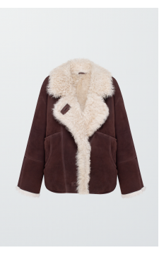 Замшева дублянка шоколадного кольору - фото 1