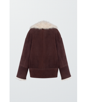 Замшева дублянка шоколадного кольору - фото 0