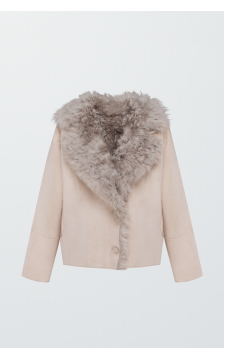 Двостороння замшева дублянка бежевого кольору - фото 1 Двостороння замшева дублянка бежевого кольору - фото 1