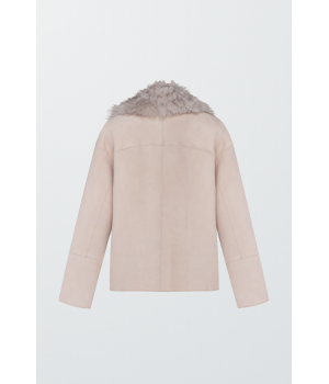 Двостороння замшева дублянка бежевого кольору - фото 0