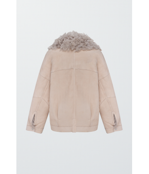 Стильна замшева дублянка бежевого кольору - фото 0