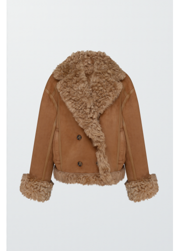 Двостороння замшева дублянка в кольорі кемел - фото 1