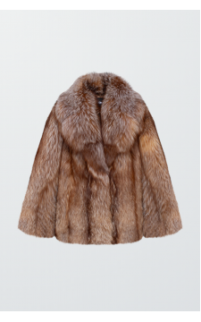 Стильна коричнева шуба із лисиці - фото 1