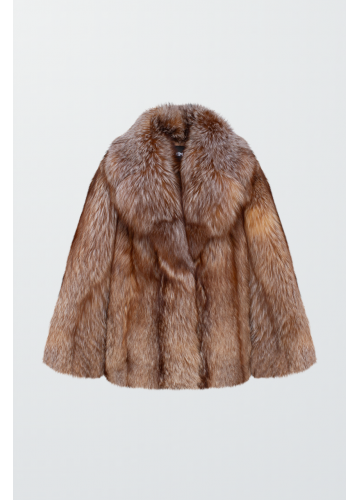 Стильна коричнева шуба із лисиці - фото 1