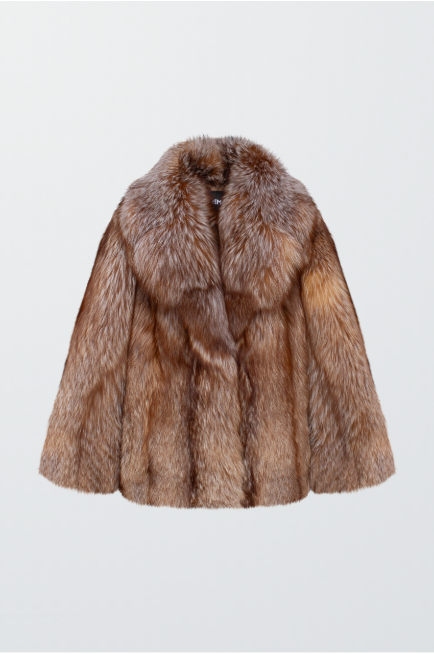 Стильна коричнева шуба із лисиці - фото 0