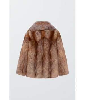 Стильна коричнева шуба із лисиці - фото 0