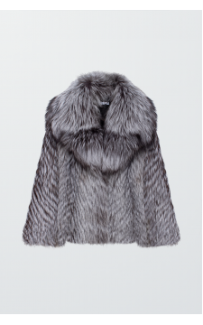 Шуба сірого кольору із лисиці чорнобурки - фото 1