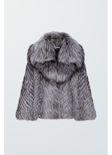 Шуба сірого кольору із лисиці чорнобурки - фото 1