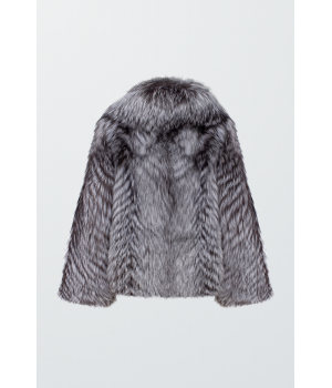 Шуба сірого кольору із лисиці чорнобурки - фото 0