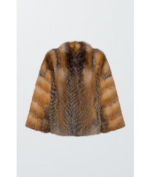 Шуба коричневого кольору з лисиці - фото 1