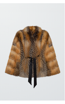 Шуба коричневого кольору з лисиці - фото 1