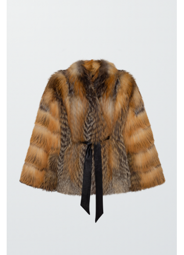 Шуба коричневого кольору з лисиці - фото 1