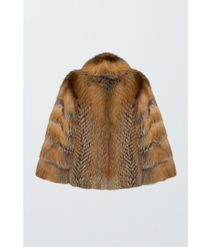 Шуба коричневого кольору з лисиці - фото 0