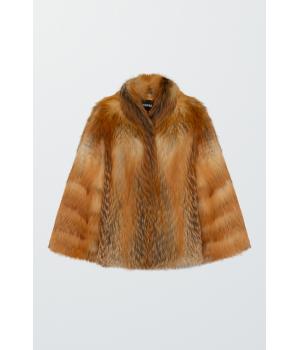 Жіноча шуба рудого кольору із лисиці - фото 0