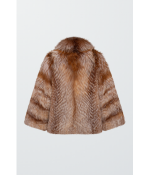 Жіноча шуба коричневого кольору із лисиці - фото 1