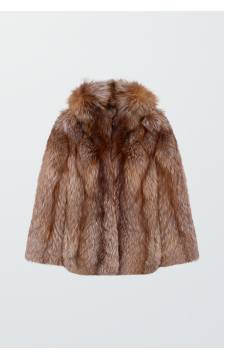 Стильна шуба коричневого кольору із лисиці - фото 1