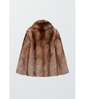 Стильна шуба коричневого кольору із лисиці - фото 0