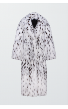 Довга жіноча шуба з канадської лисиці білого кольору - фото 1