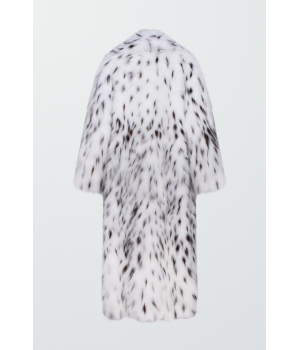 Довга жіноча шуба з канадської лисиці білого кольору - фото 0