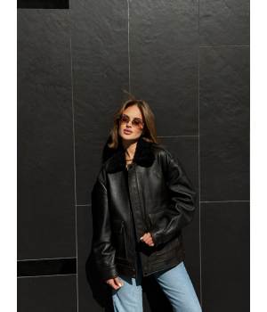 Жіноча дублянка чорного кольору у стилі ВІНТАЖ - фото 3