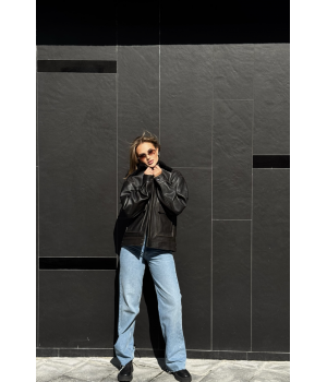 Жіноча дублянка чорного кольору у стилі ВІНТАЖ - фото 0